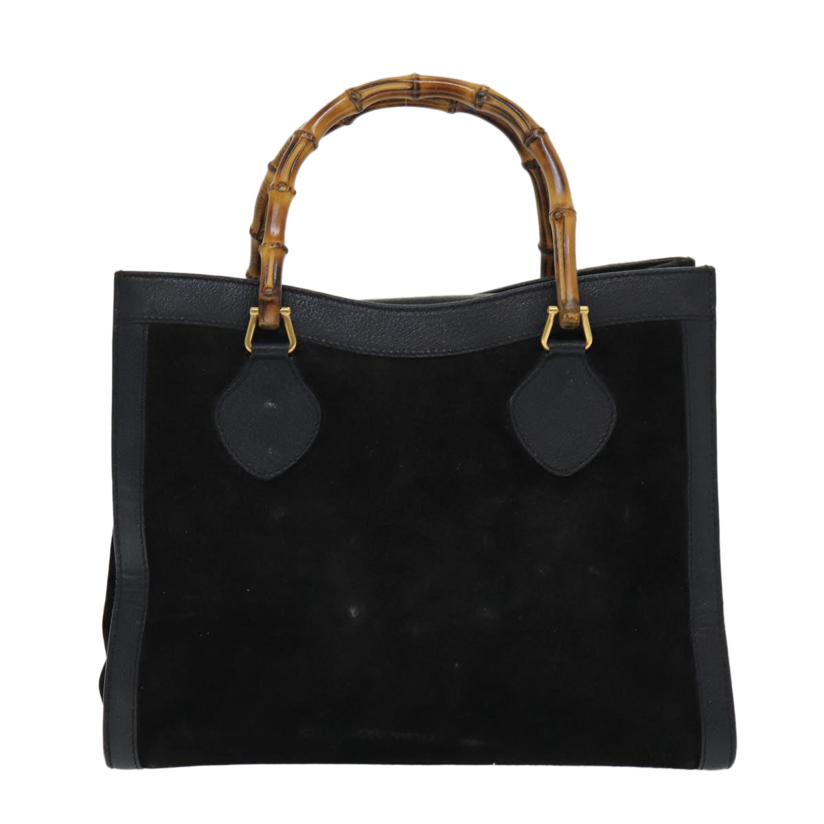 GUCCI Bamboo Hand Bag Leather Black Gold 002 2853 0260 0 84558