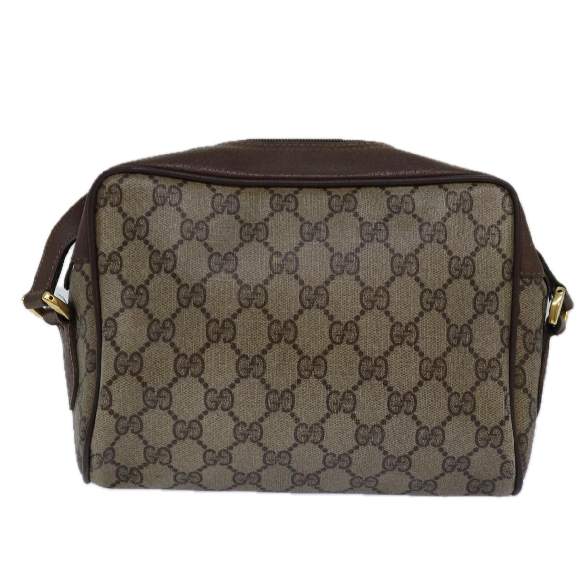 GUCCI GG Supreme Web Sherry Line Shoulder Bag PVC Beige Red gold 84565