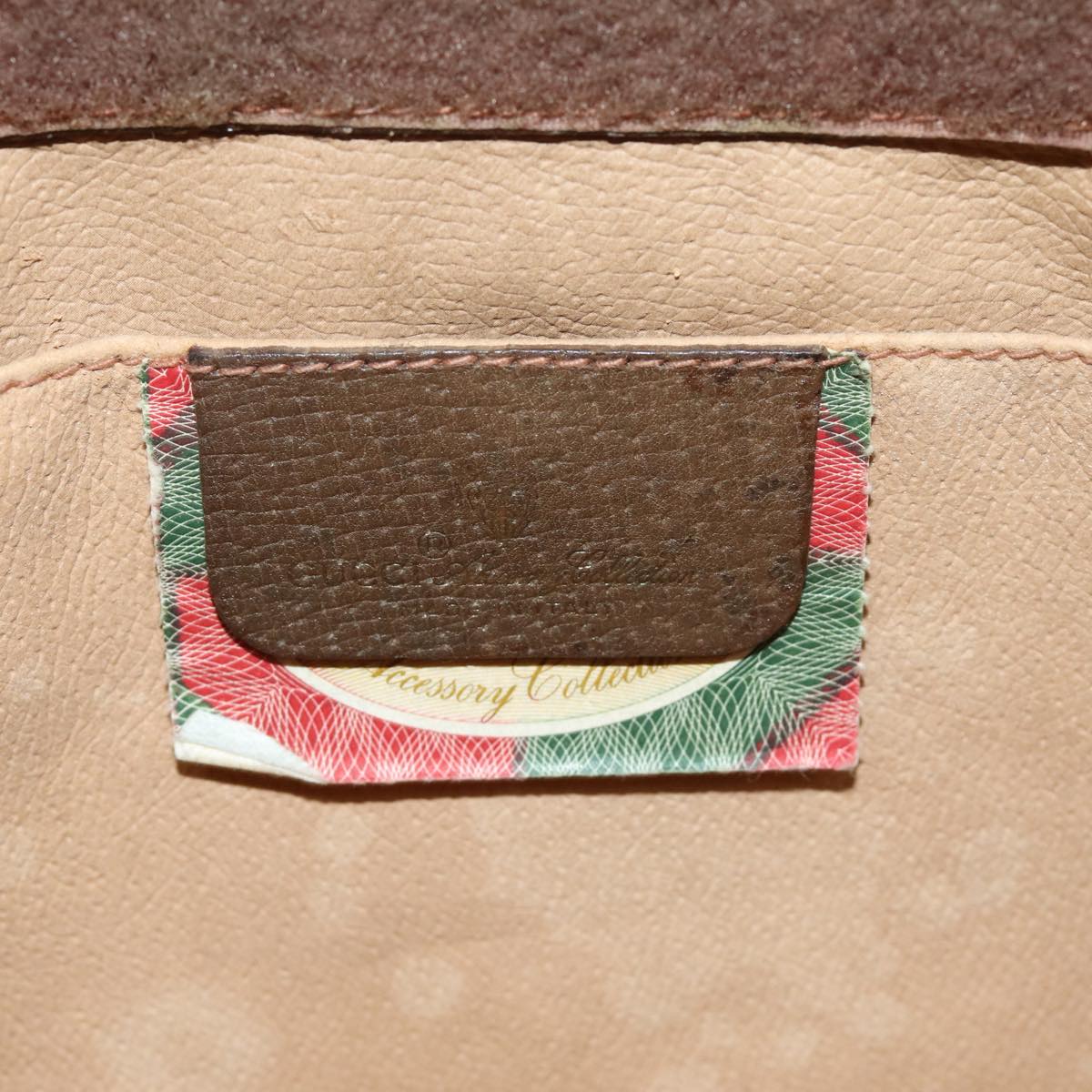 GUCCI GG Supreme Web Sherry Line Clutch Bag PVC Leather Beige Red 84566