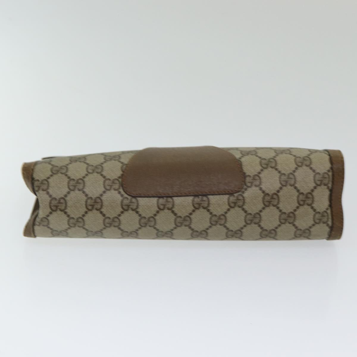 GUCCI GG Supreme Web Sherry Line Clutch Bag PVC Leather Beige Red 84566