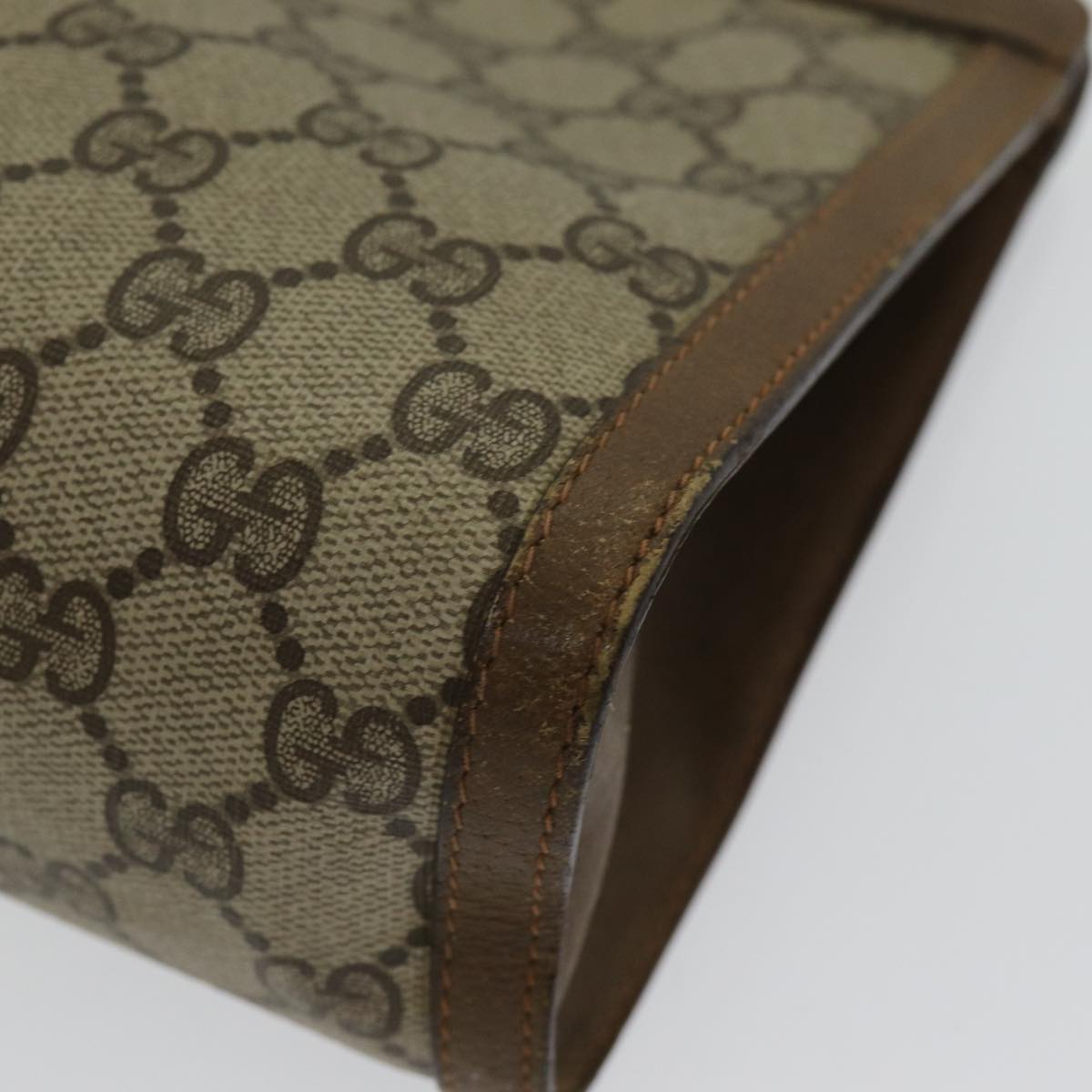 GUCCI GG Supreme Web Sherry Line Clutch Bag PVC Leather Beige Red 84566
