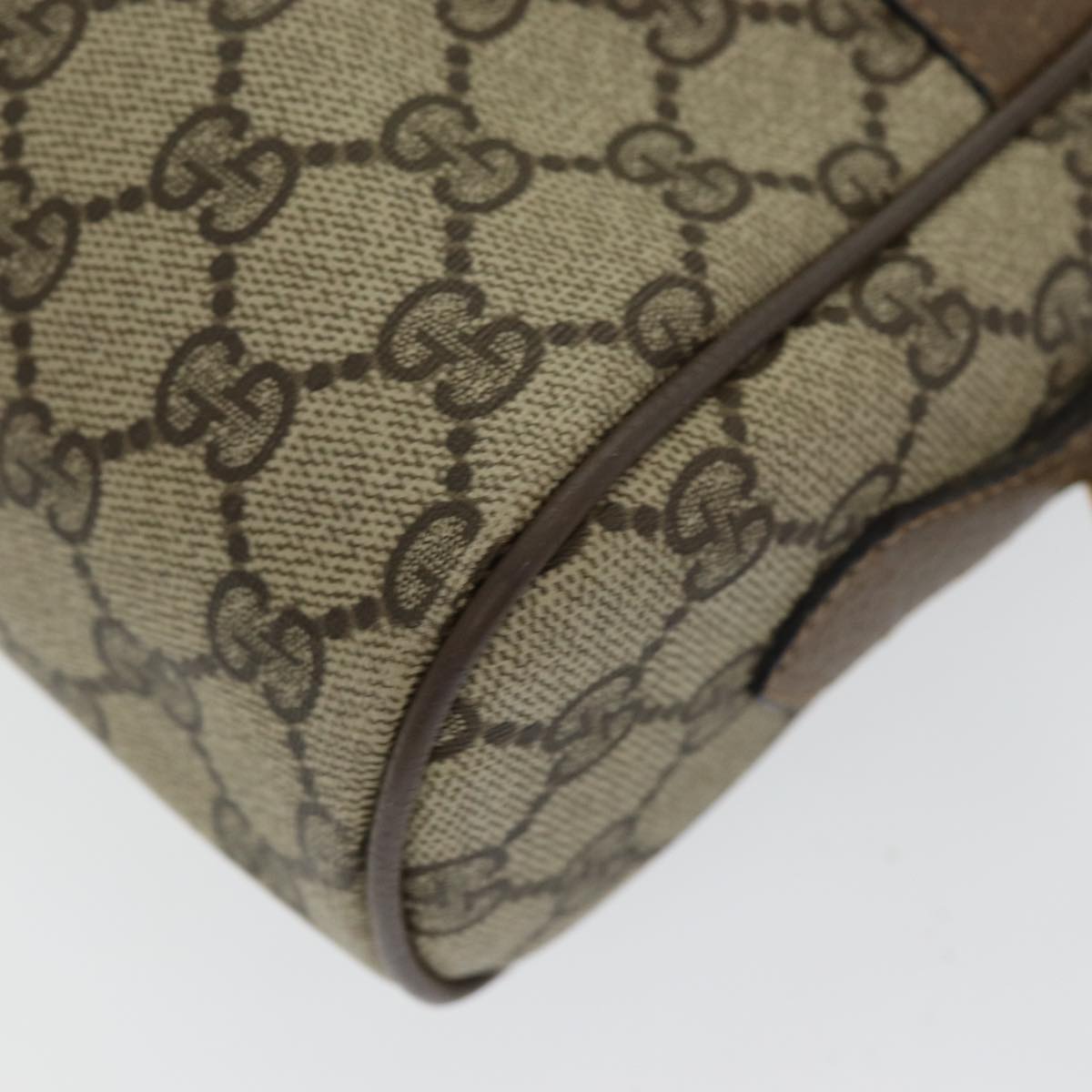 GUCCI GG Supreme Web Sherry Line Shoulder Bag PVC Leather Beige gold 84568