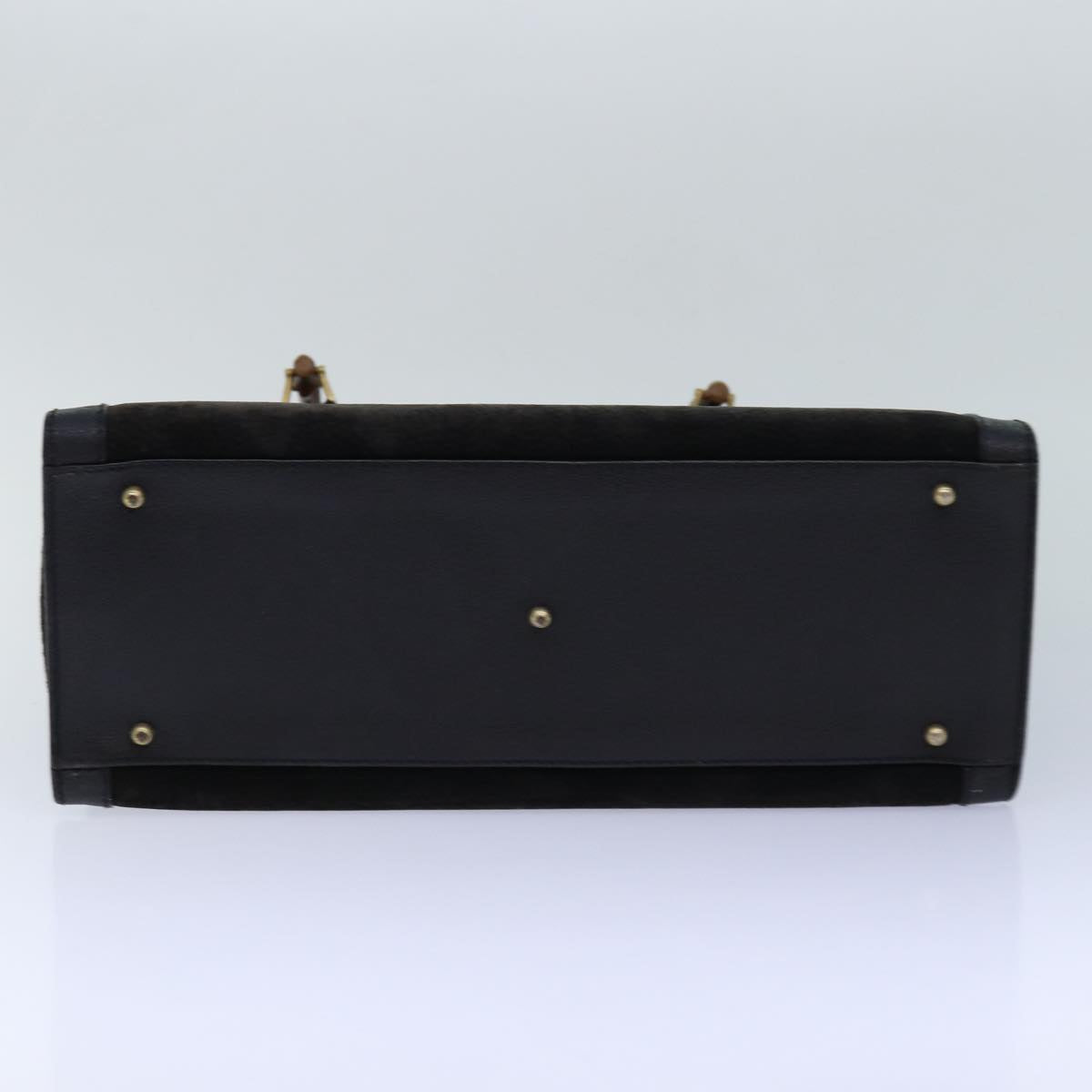 GUCCI Bamboo Hand Bag Suede Black Gold 02 123 0260 84570