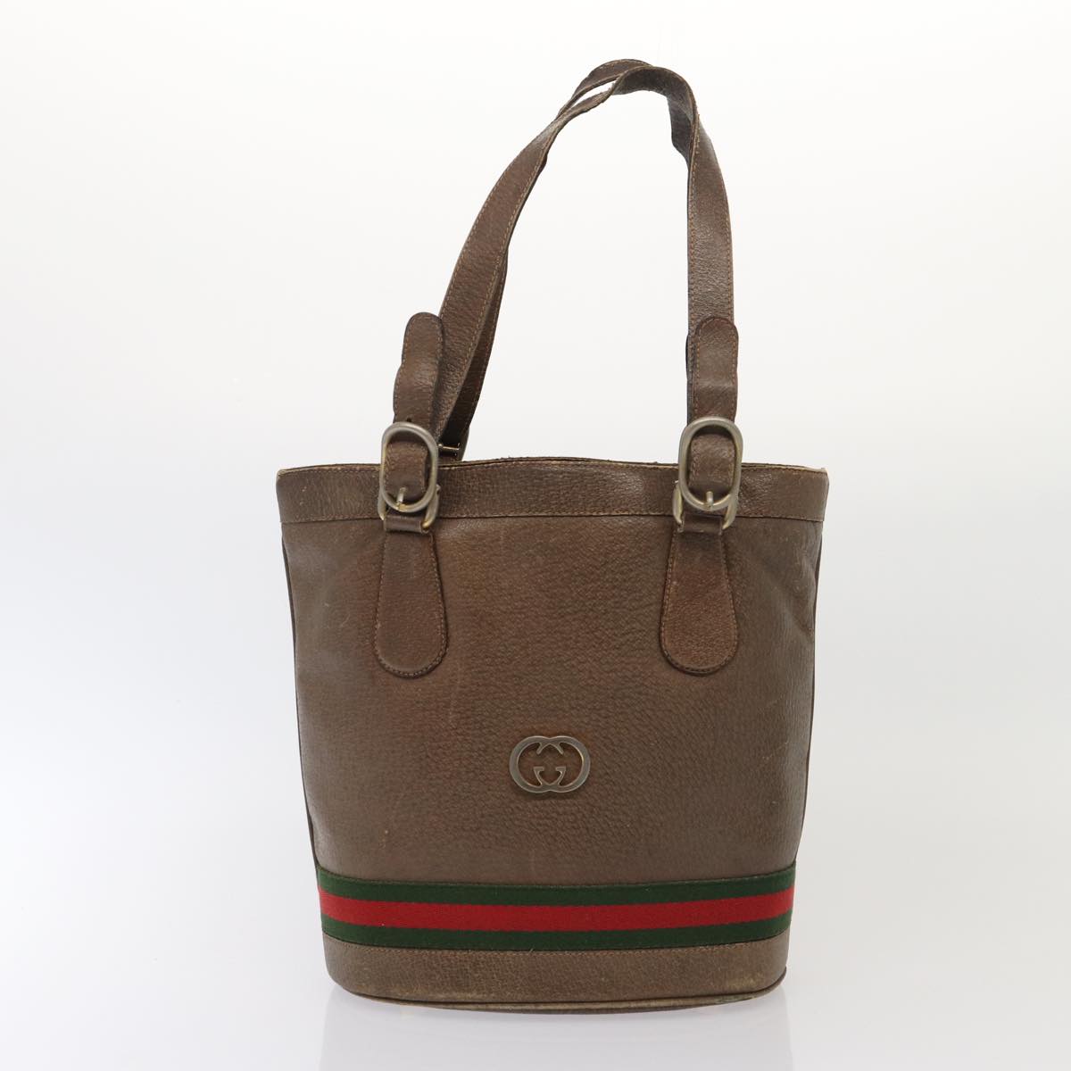 GUCCI Web Sherry Line Chain Bag Leather Patent 3Set Brown Red Green 84597