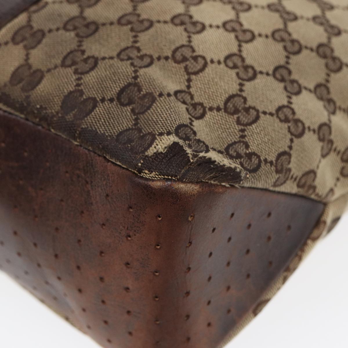GUCCI GG Canvas Tote Bag Beige Brown 153238 84604