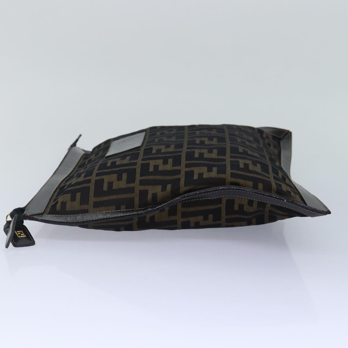 FENDI Zucca Canvas Clutch Bag Brown Black gold 84616