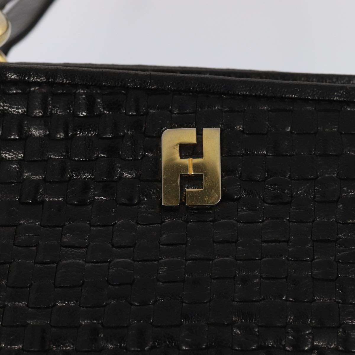 FENDI Tote Bag Leather Black Gold 84621