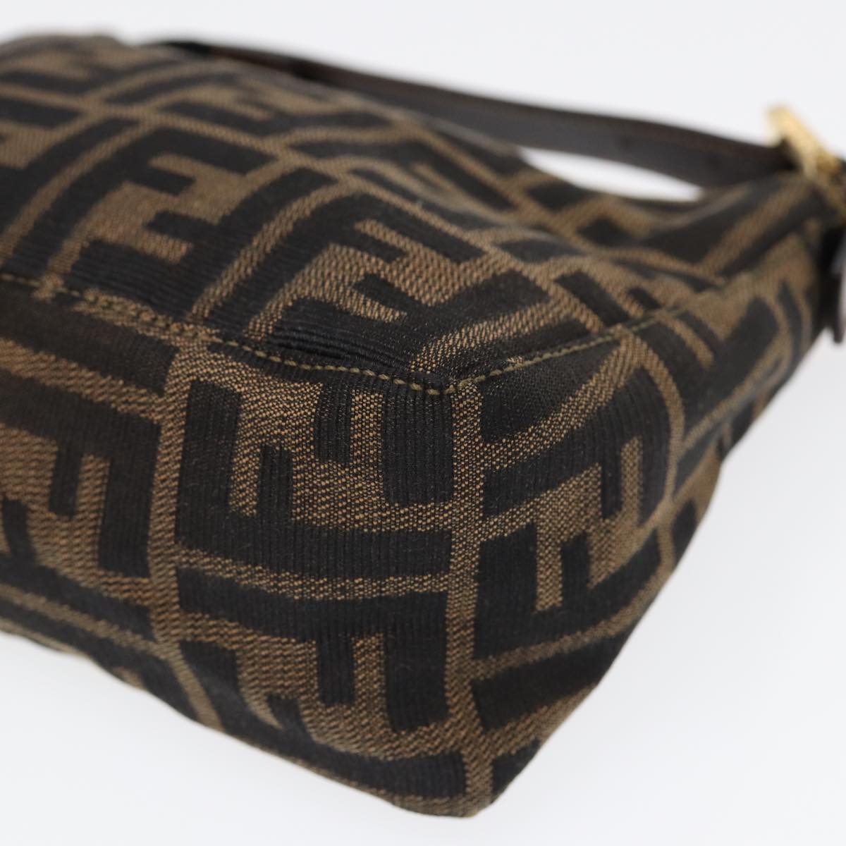 FENDI Zucca Canvas Hand Bag Brown Black gold 84622