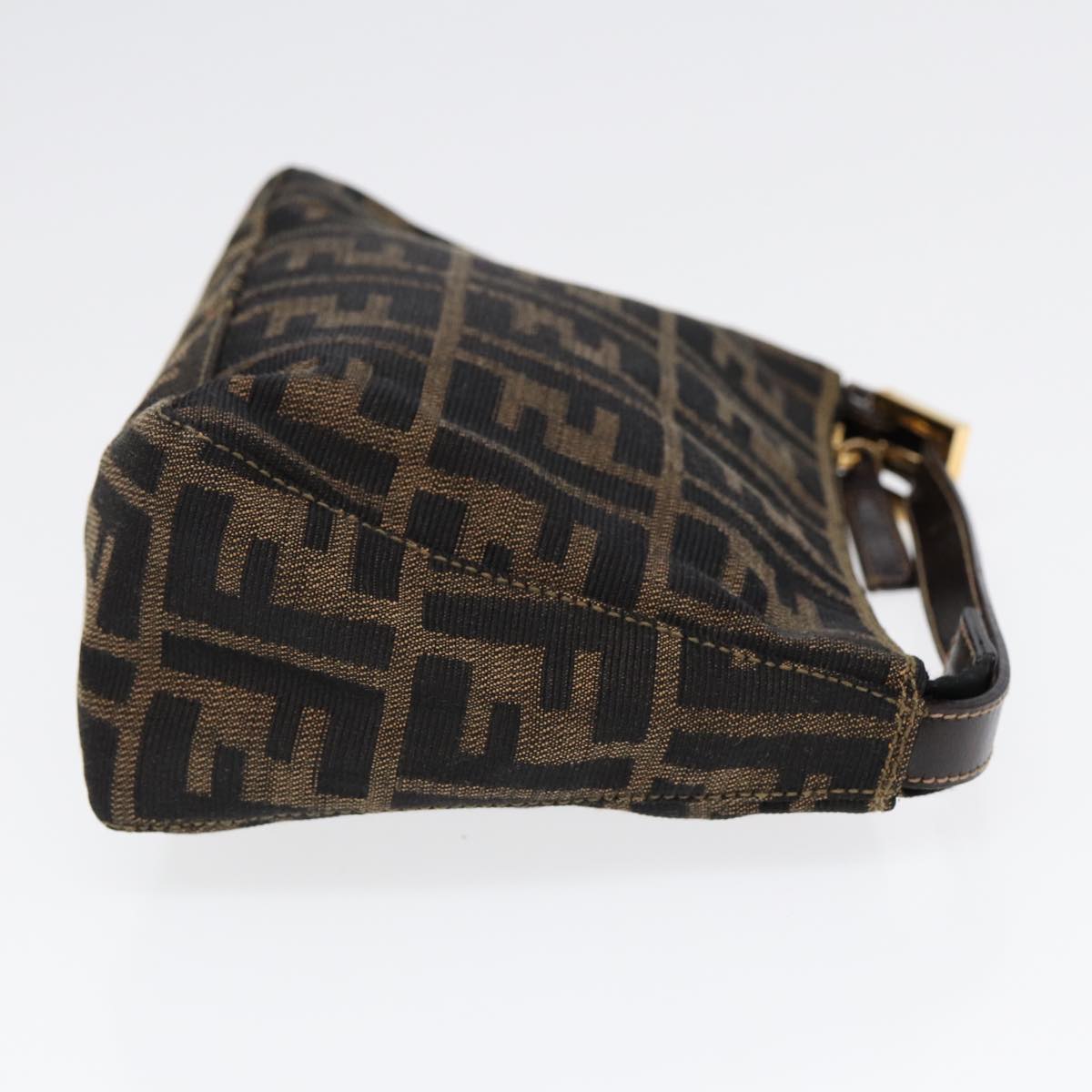 FENDI Zucca Canvas Hand Bag Brown Black gold 84622