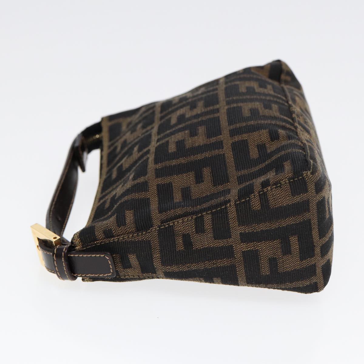FENDI Zucca Canvas Hand Bag Brown Black gold 84622
