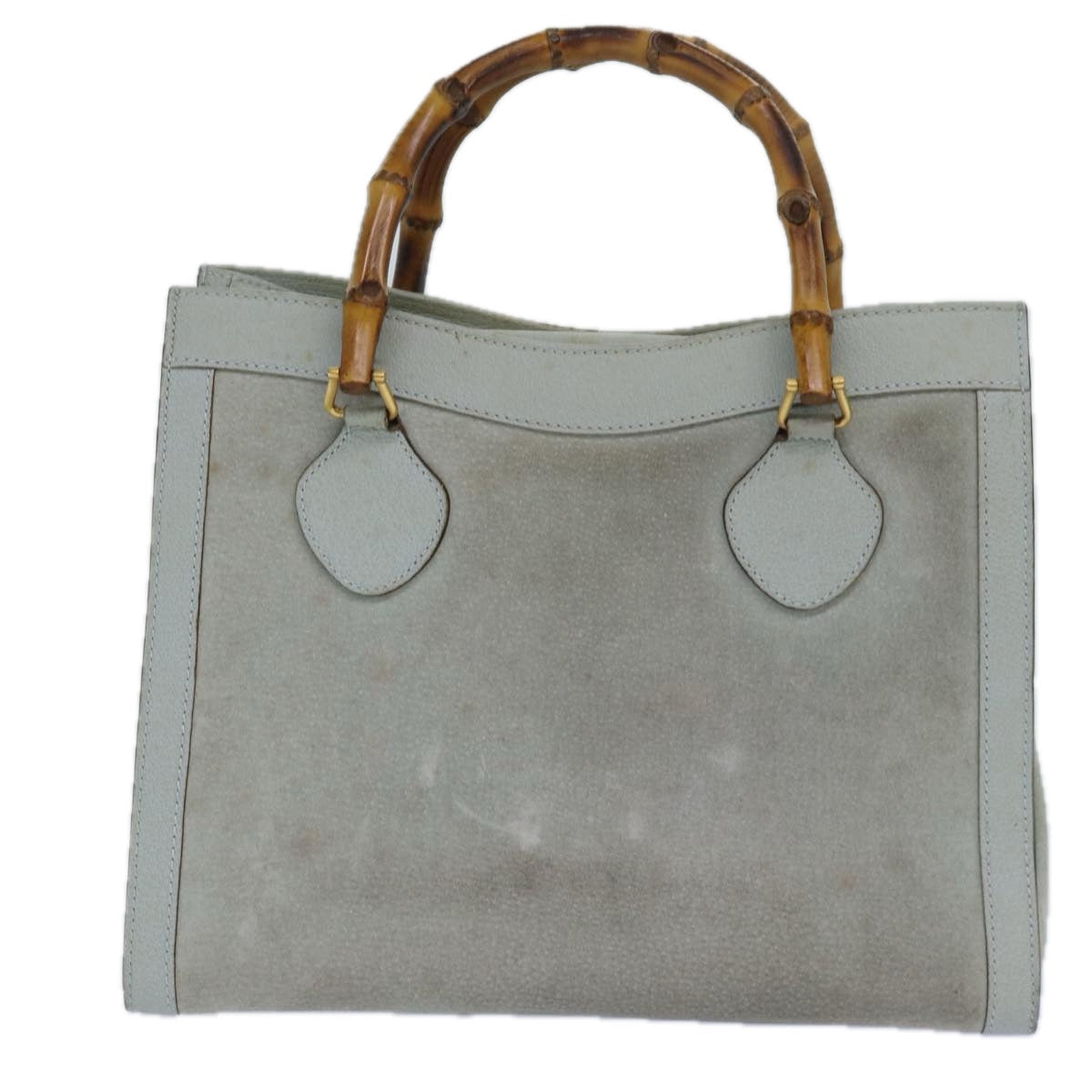 GUCCI Bamboo Hand Bag Suede Light Blue Gold 002 123 0260 84671