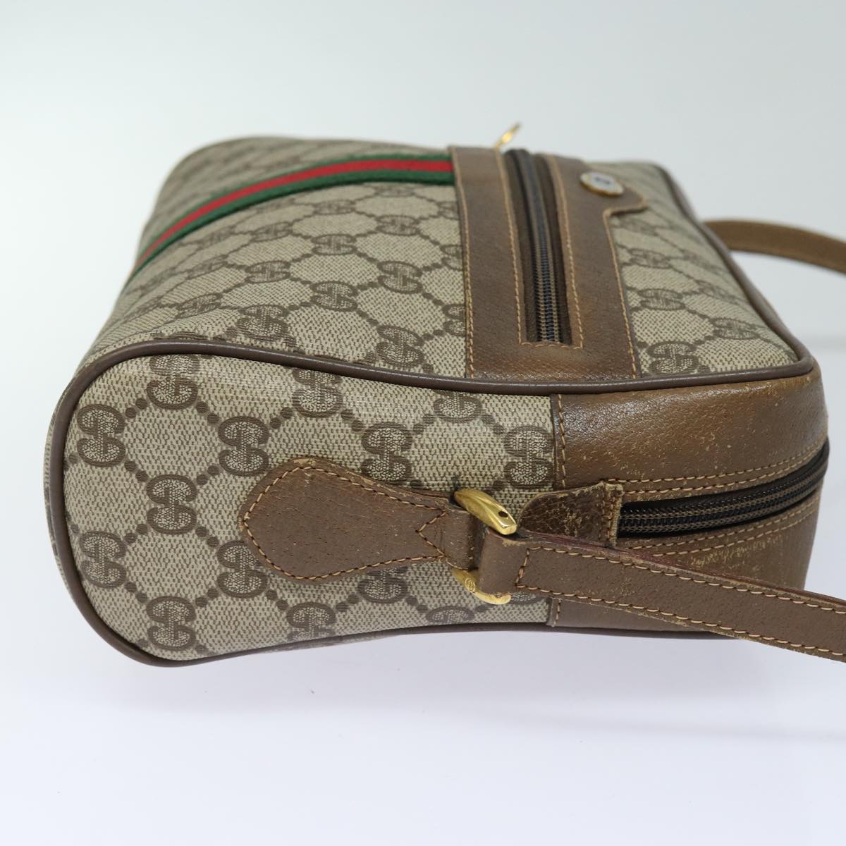 GUCCI GG Supreme Web Sherry Line Shoulder Bag PVC Beige Red 56 02 005 84754