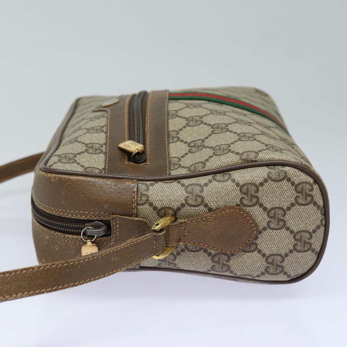 GUCCI GG Supreme Web Sherry Line Shoulder Bag PVC Beige Red 56 02 005 84754