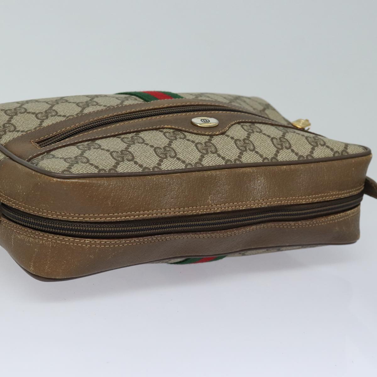 GUCCI GG Supreme Web Sherry Line Shoulder Bag PVC Beige Red 56 02 005 84754