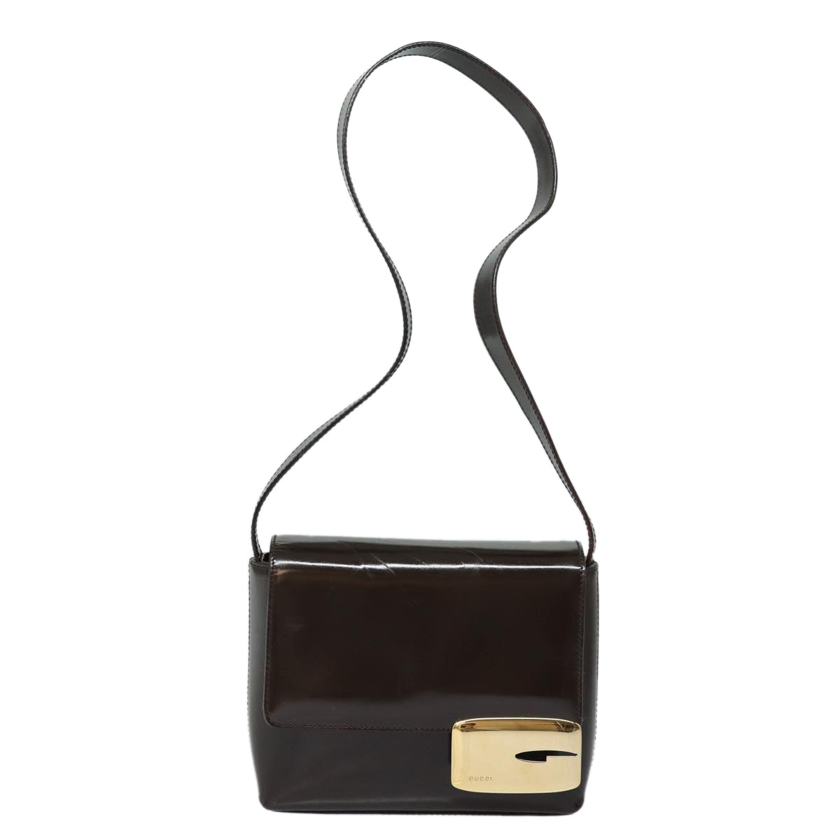 GUCCI Shoulder Bag Patent leather Brown 84811