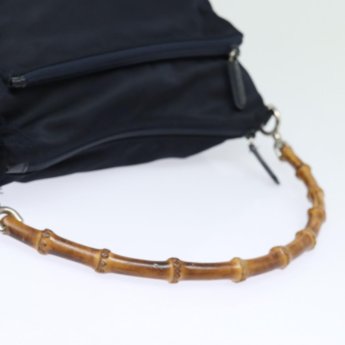 GUCCI Bamboo Hand Bag Nylon Black 000 2404 0509 84812