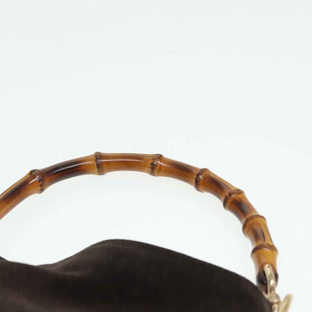 GUCCI Bamboo Shoulder Bag Suede 2way Brown 001 1638 2123 84813