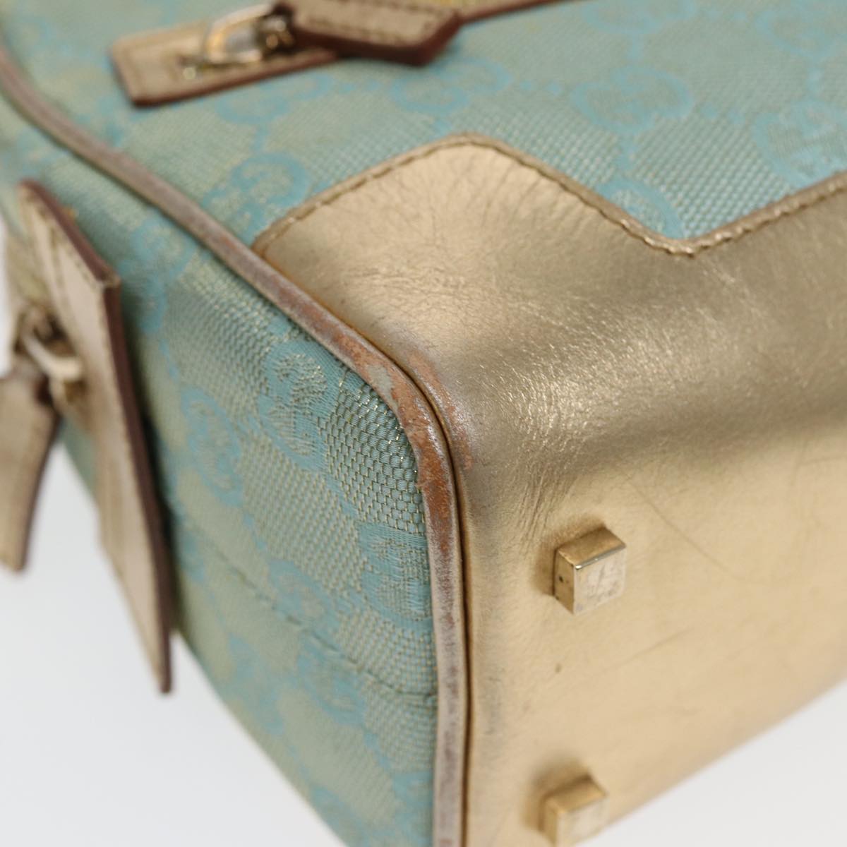 GUCCI GG Canvas Hand Bag Blue Gold 000 0852 84930