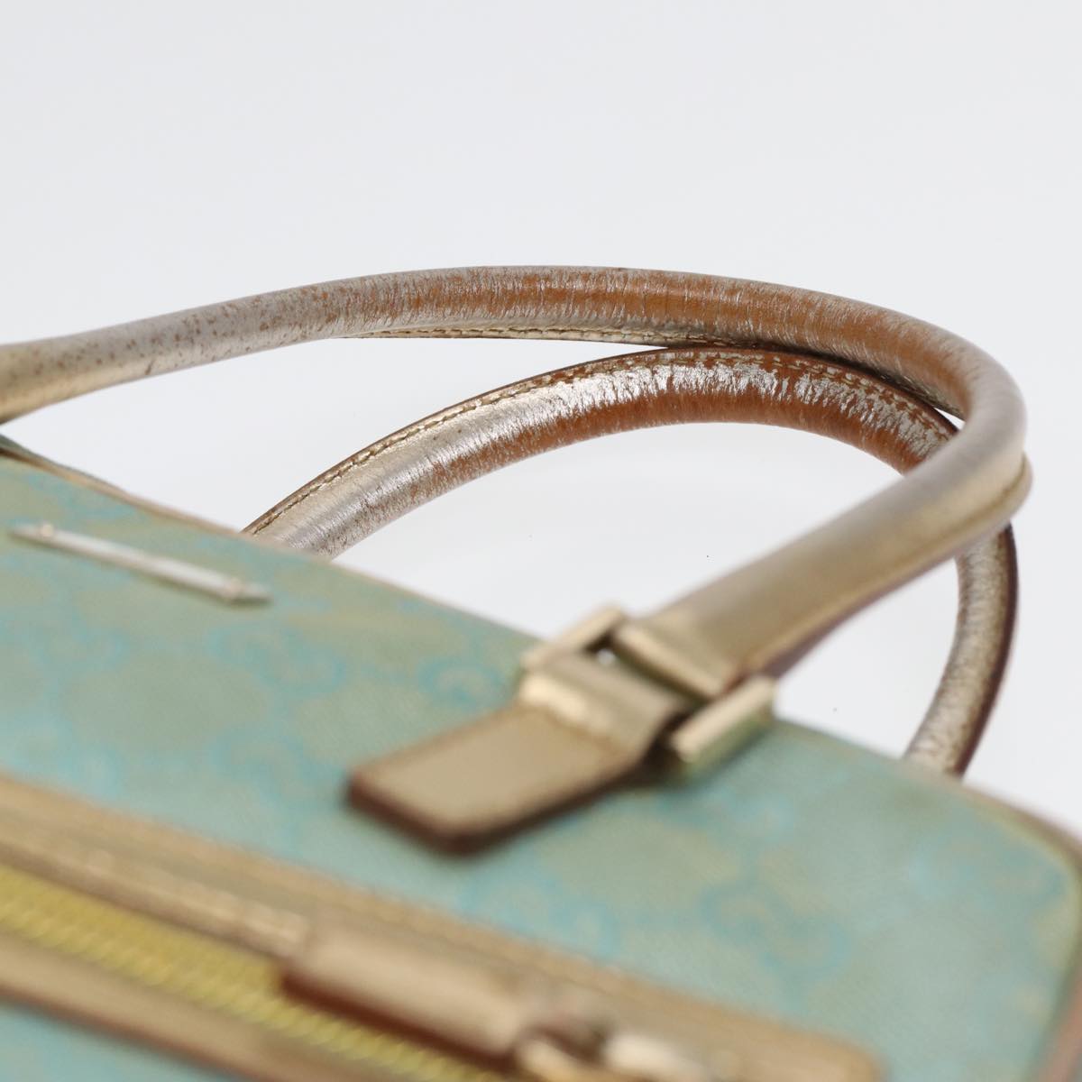 GUCCI GG Canvas Hand Bag Blue Gold 000 0852 84930