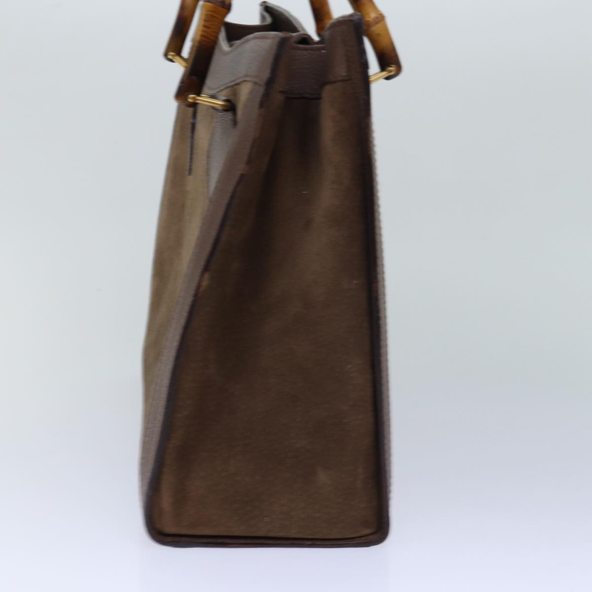 GUCCI Bamboo Hand Bag Suede Brown Gold 002 2853 0260 0 84940