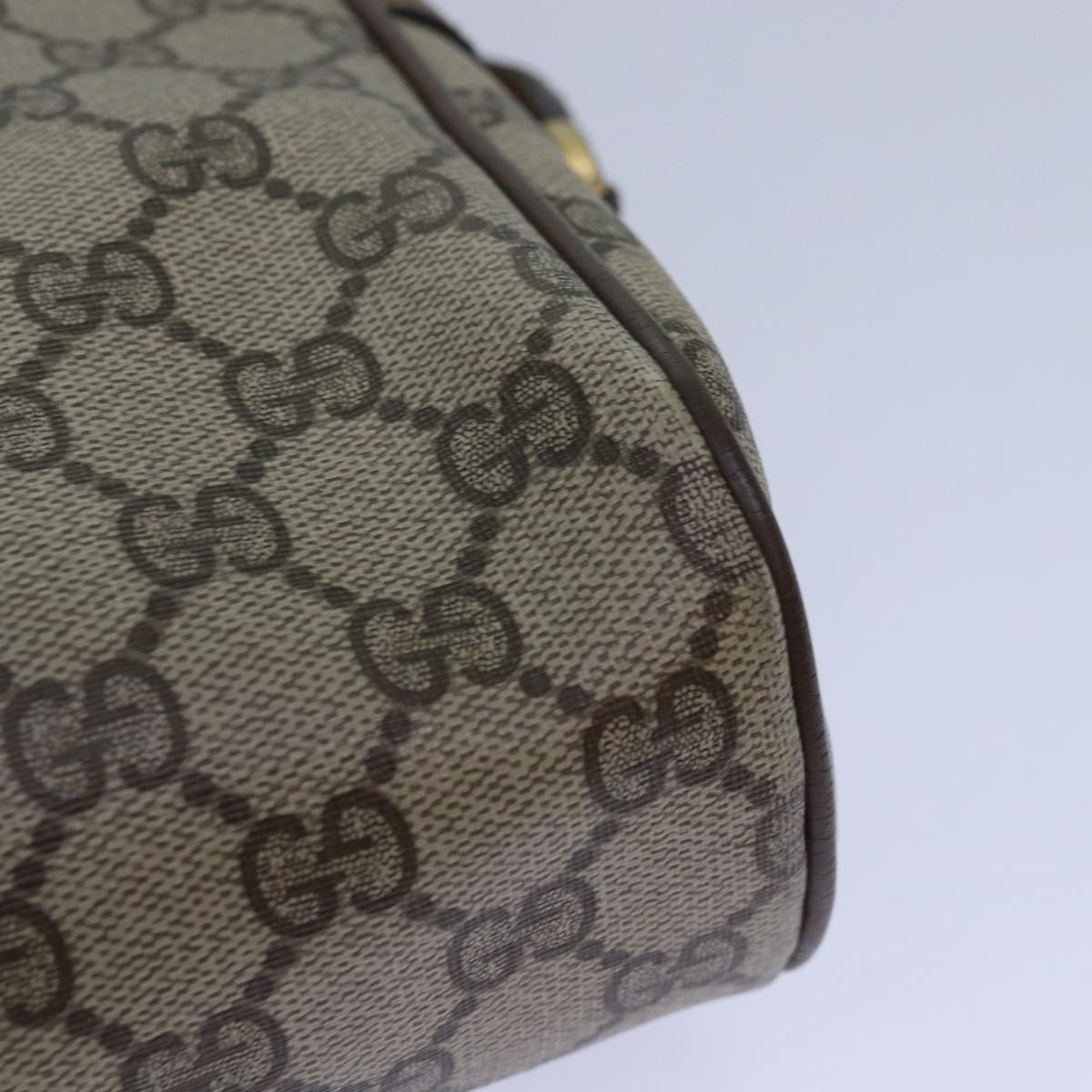 GUCCI GG Supreme Web Sherry Line Shoulder Bag PVC Beige Gold 85110