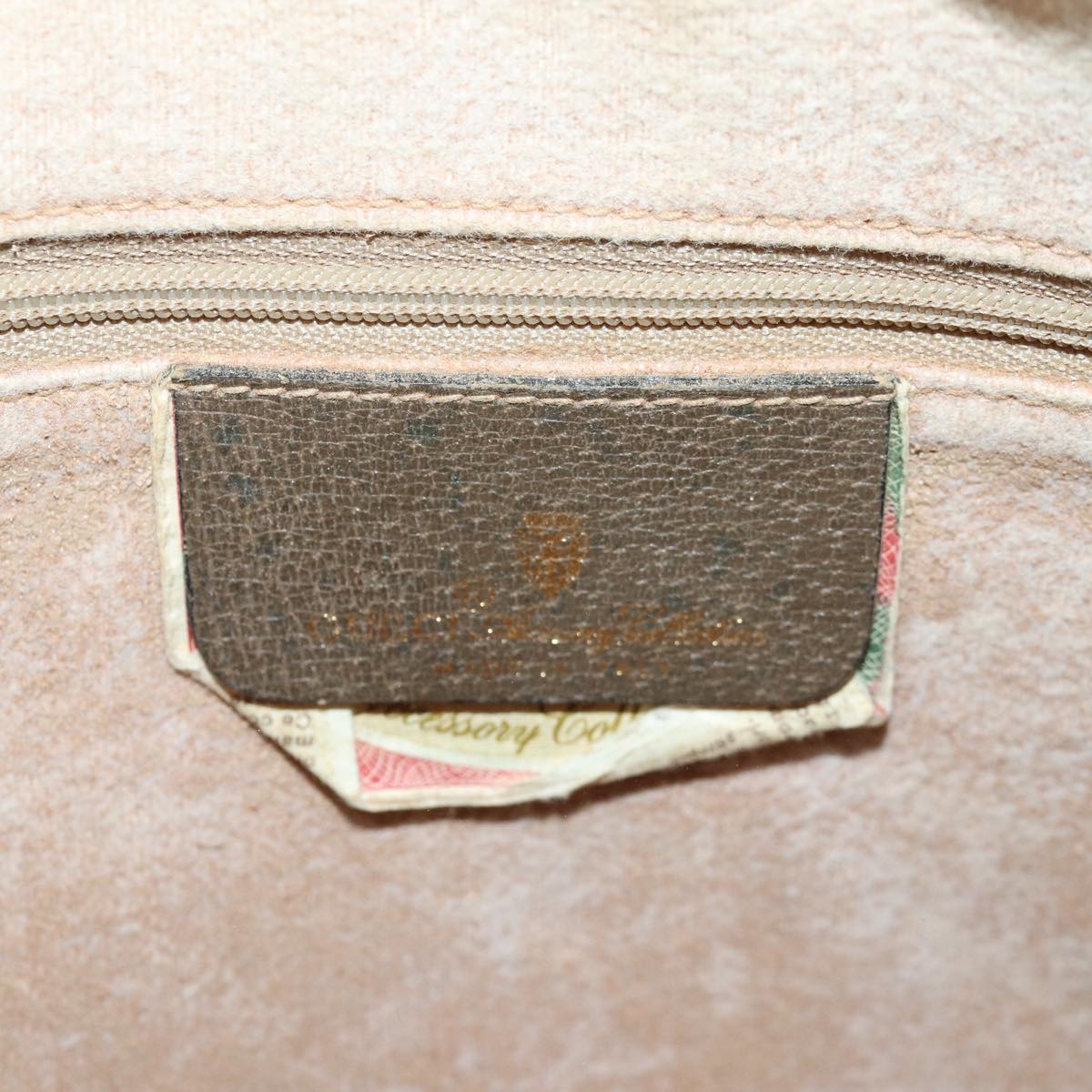 GUCCI GG Supreme Web Sherry Line Shoulder Bag PVC Beige Gold 85110