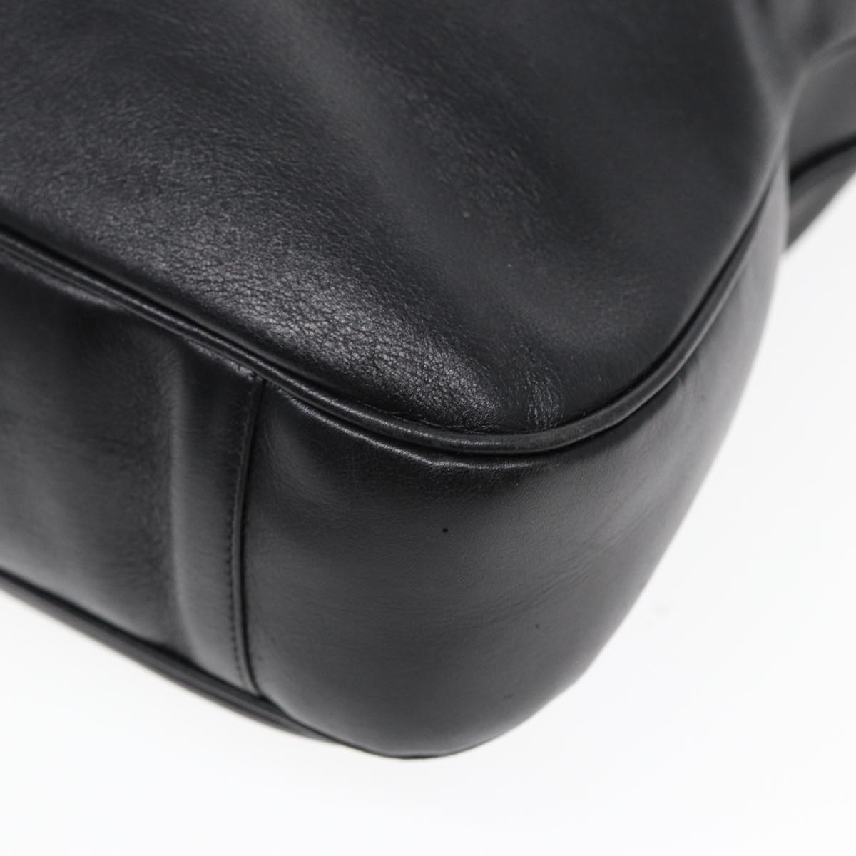 GUCCI Bamboo Hand Bag Leather 2way Black Gold 001 1998 1577 85127