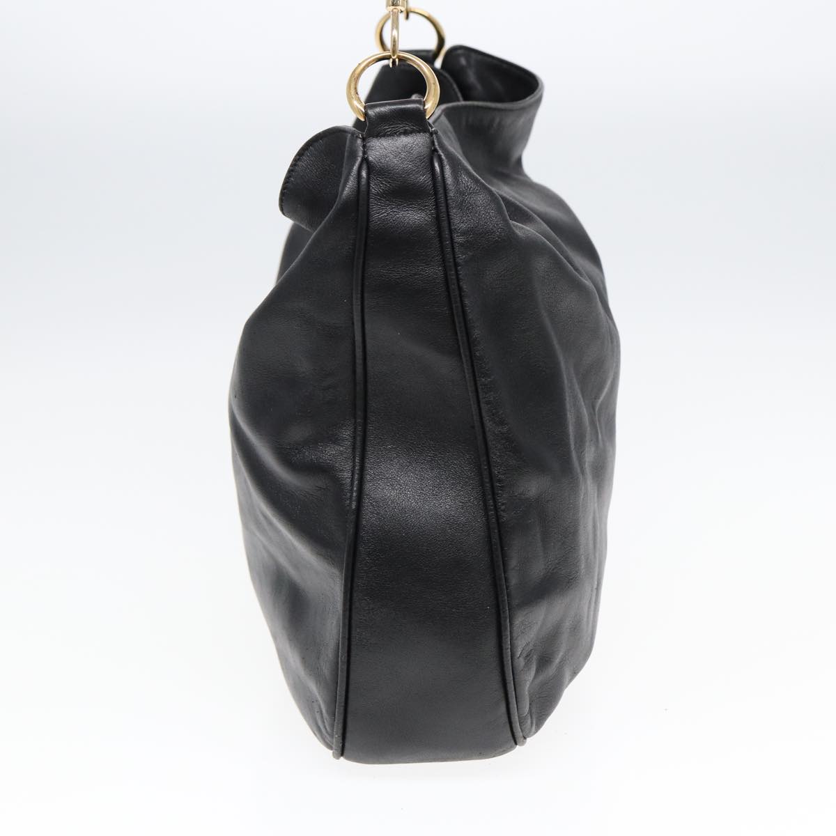 GUCCI Bamboo Hand Bag Leather 2way Black 001 1014 1577 85130