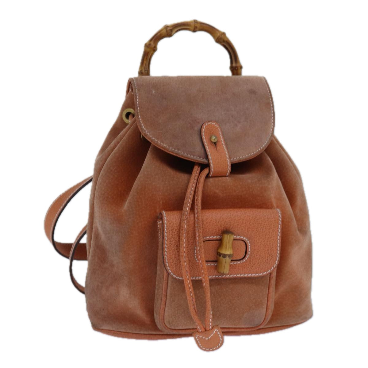 GUCCI Bamboo Backpack Suede Orange 003 2058 0030 85155