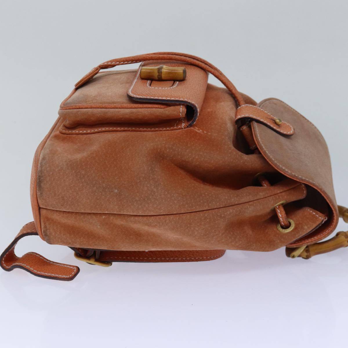 GUCCI Bamboo Backpack Suede Orange 003 2058 0030 85155