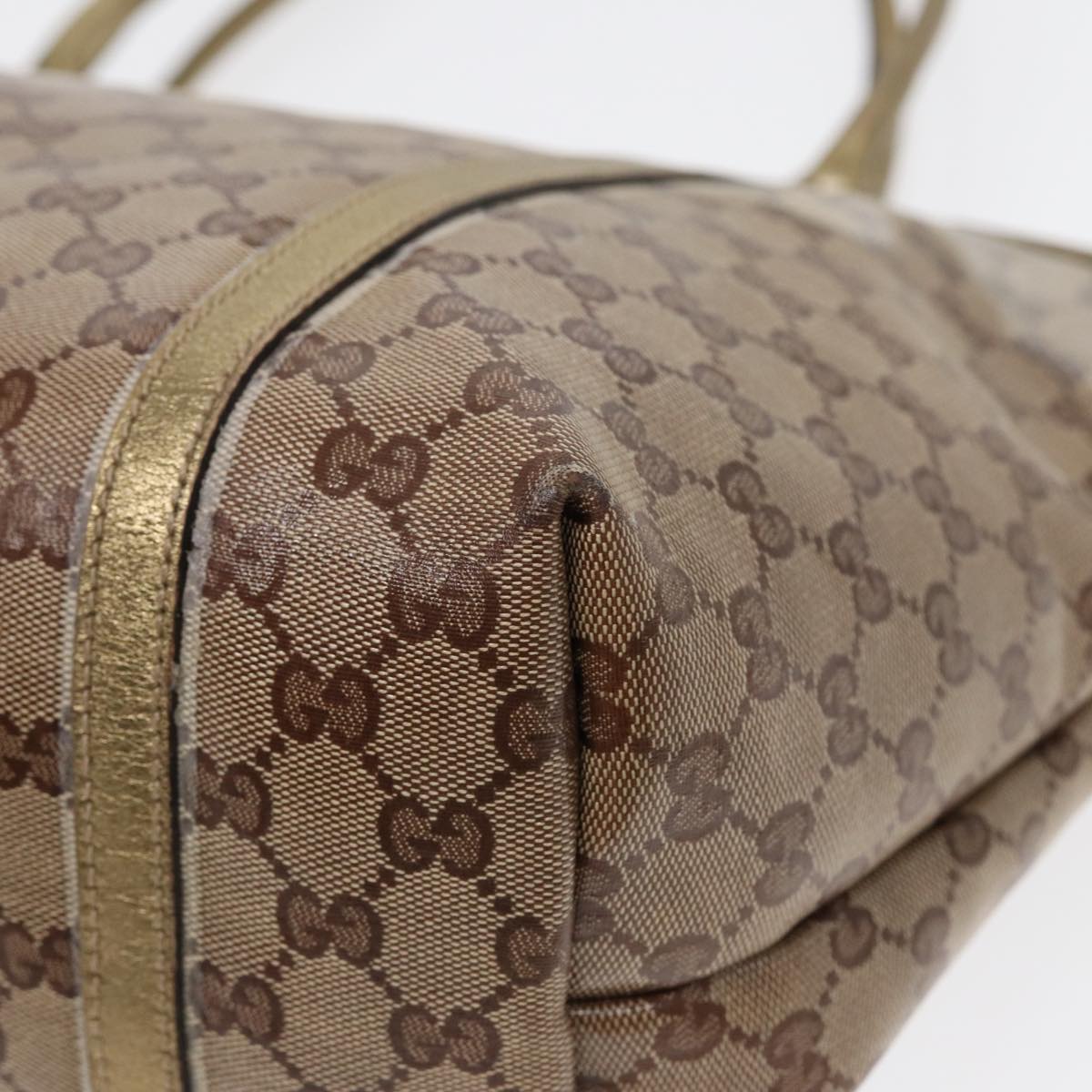 GUCCI GG Crystal Tote Bag Gold Beige 197953 85182