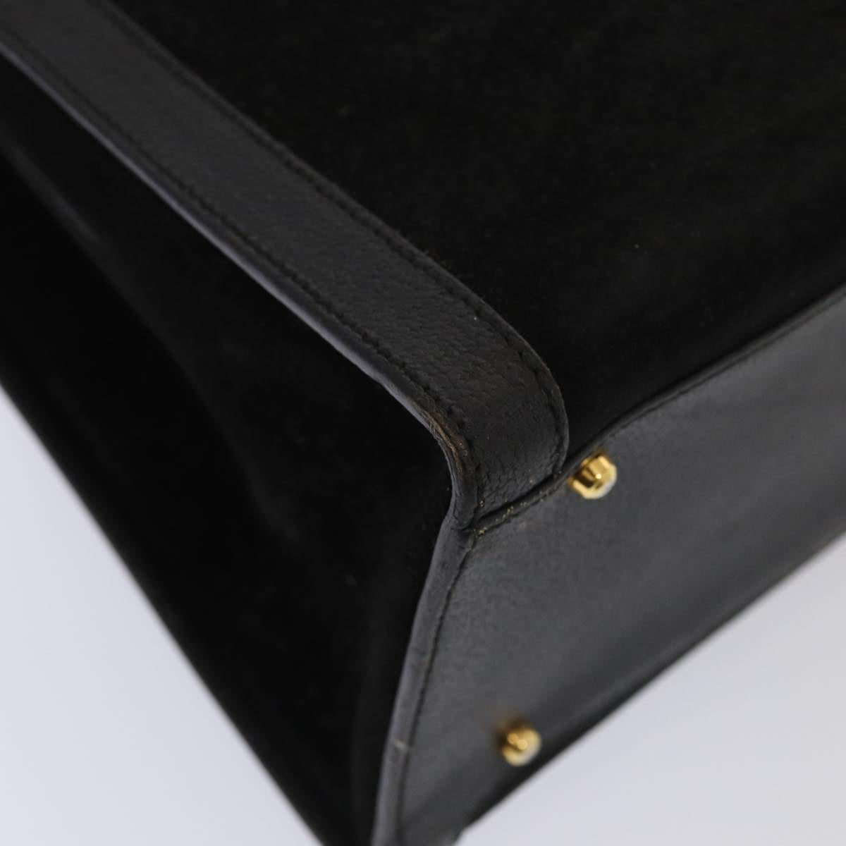 GUCCI Bamboo Hand Bag Suede Black Gold 002 1186 0260 85184