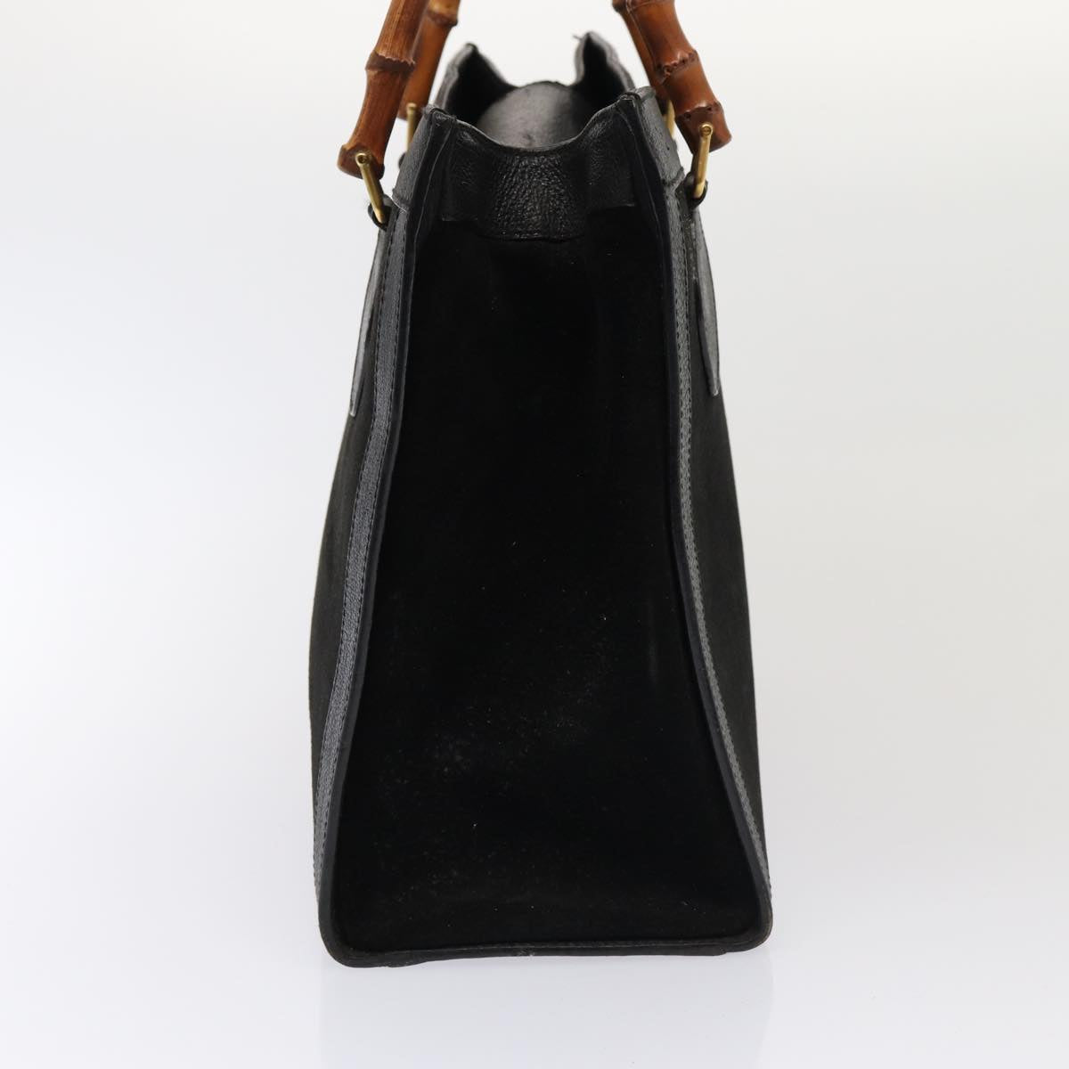 GUCCI Bamboo Hand Bag Suede Black Gold 002 1186 0260 85184