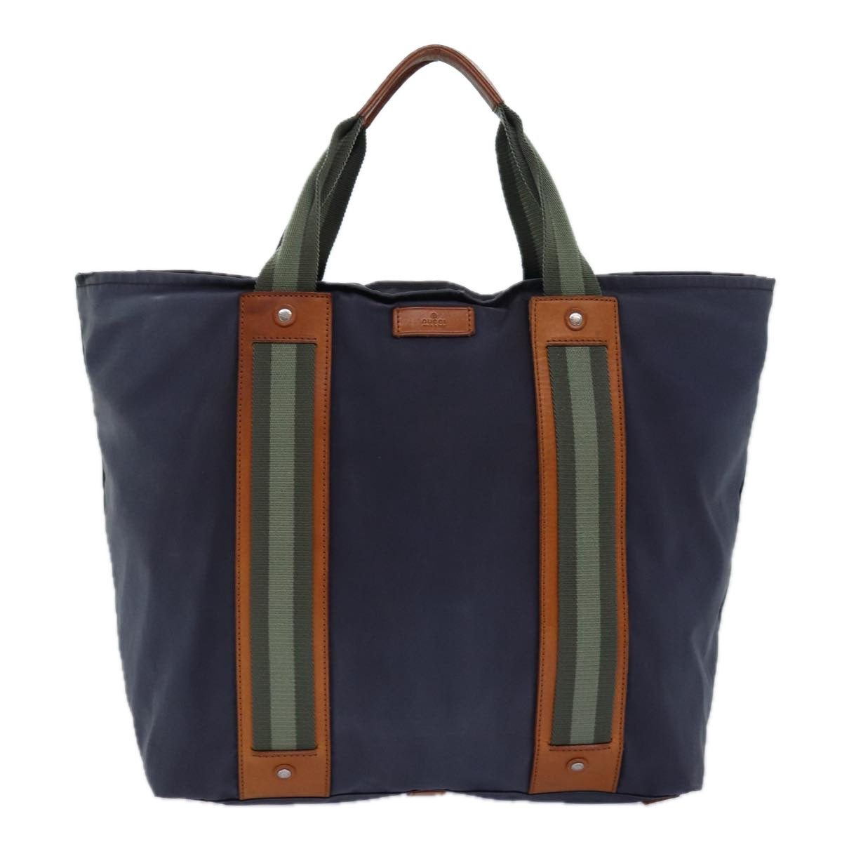 GUCCI Tote Bag Nylon Khaki Silver 85282