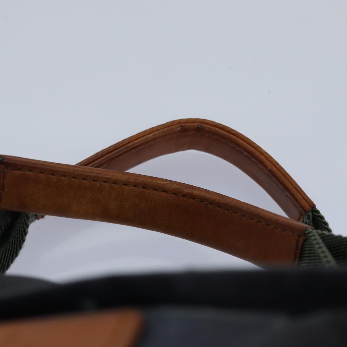 GUCCI Tote Bag Nylon Khaki Silver 85282