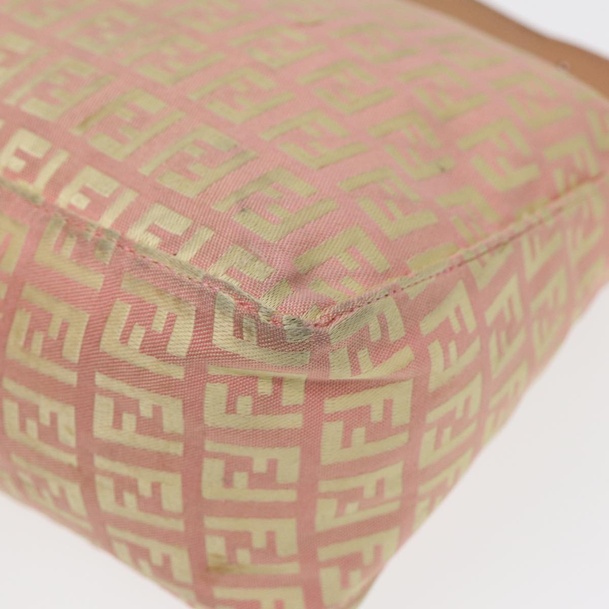 FENDI Zucchino Canvas Hand Bag Pink Gold 85309