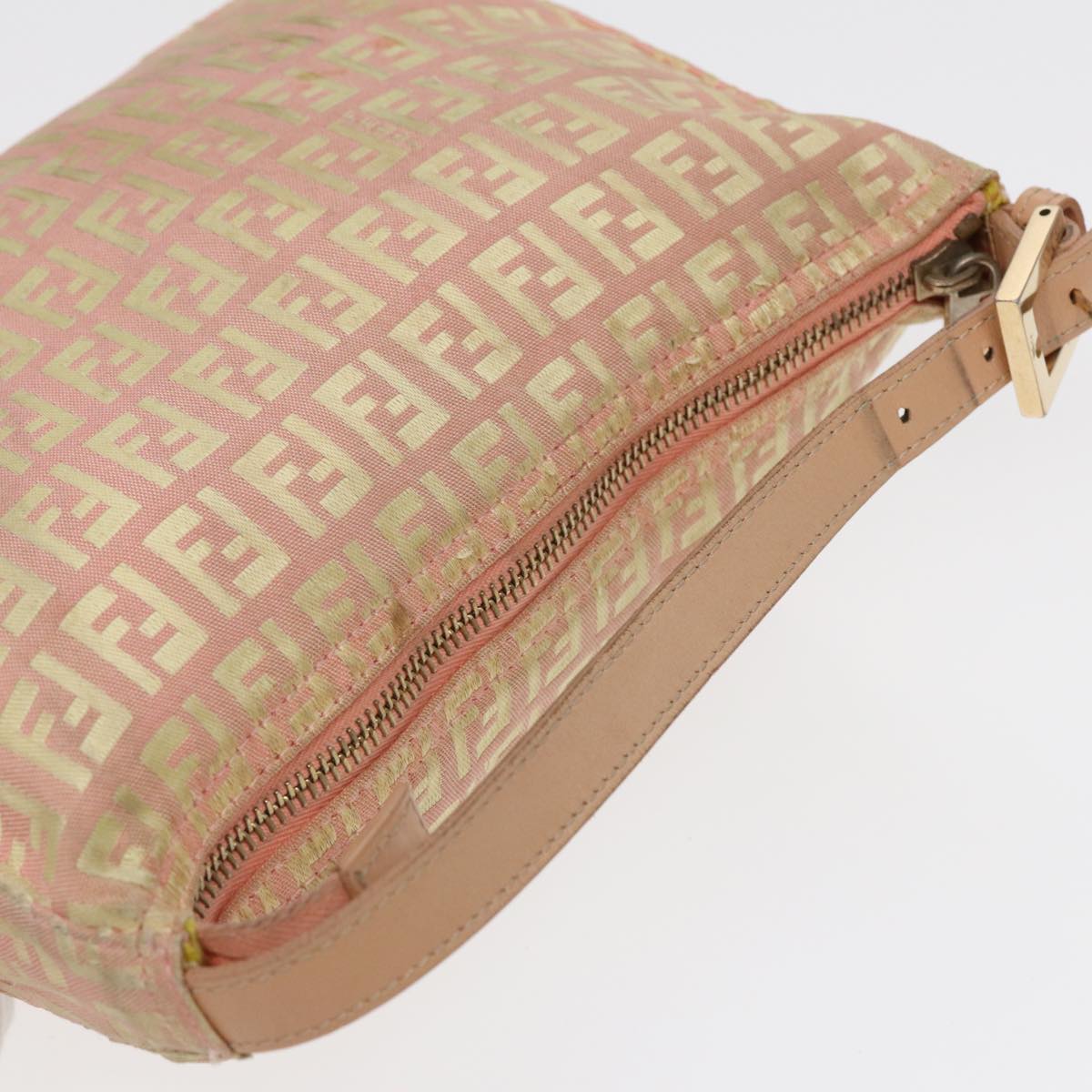 FENDI Zucchino Canvas Hand Bag Pink Gold 85309