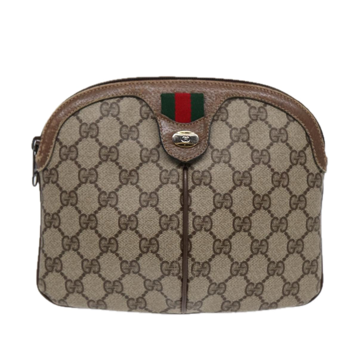 GUCCI GG Supreme Web Sherry Line Shoulder Bag PVC Beige 904 02 047 85369