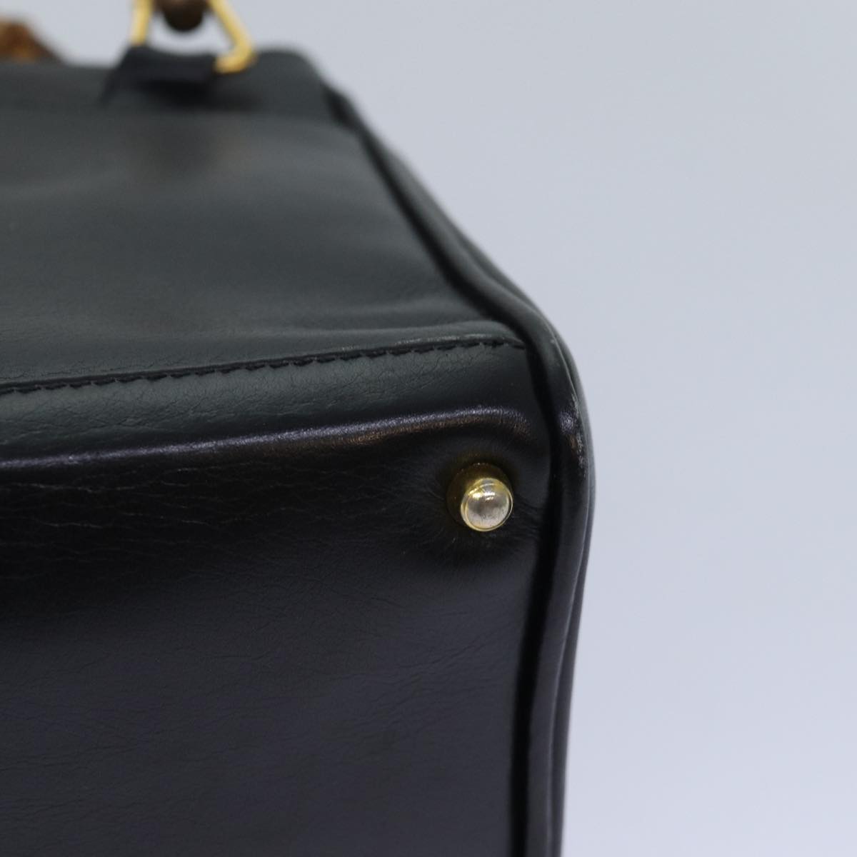 GUCCI Bamboo Hand Bag Leather Black Gold 000 122 0316 85376