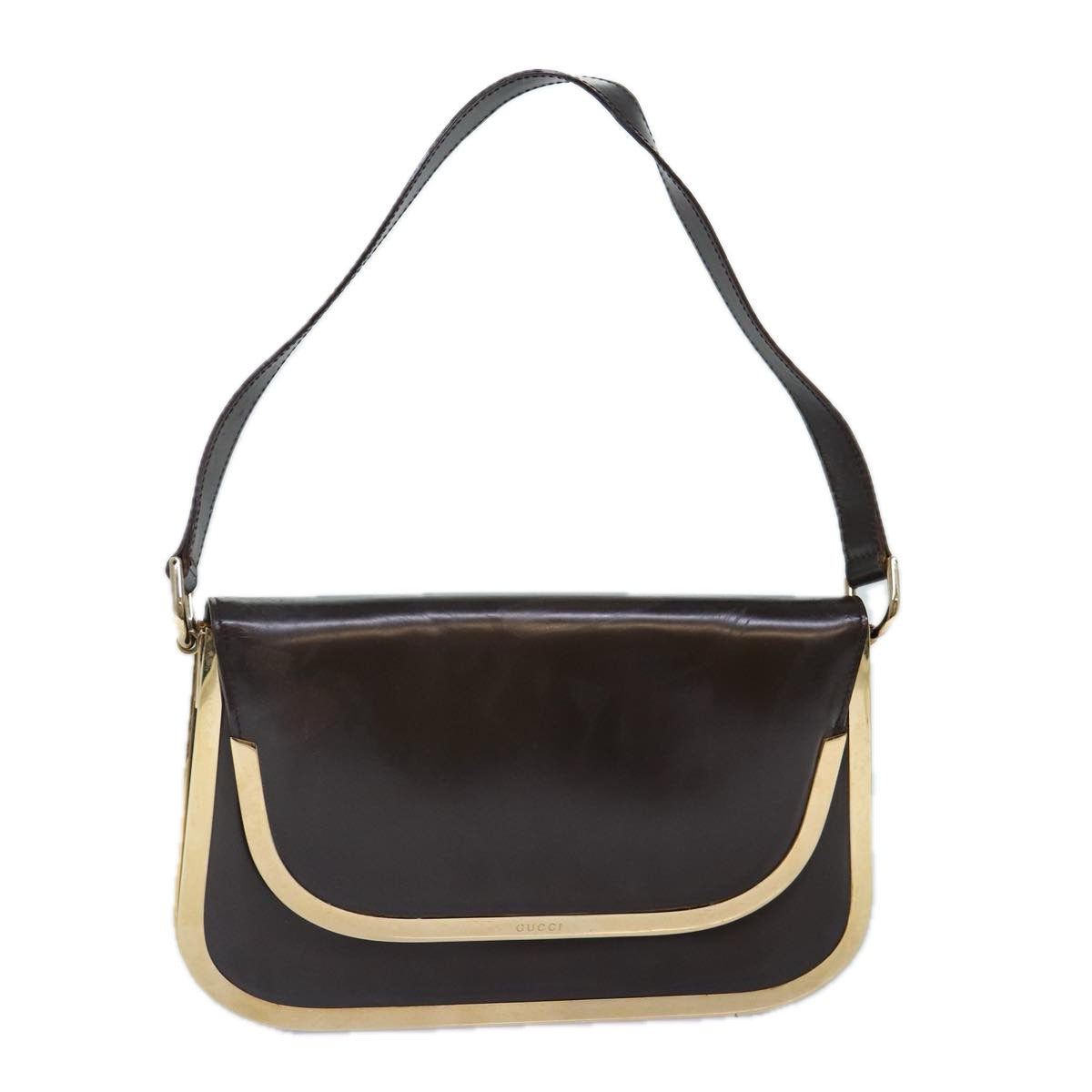 GUCCI Shoulder Bag Leather Gold Brown 001 2058 1764 0 85409