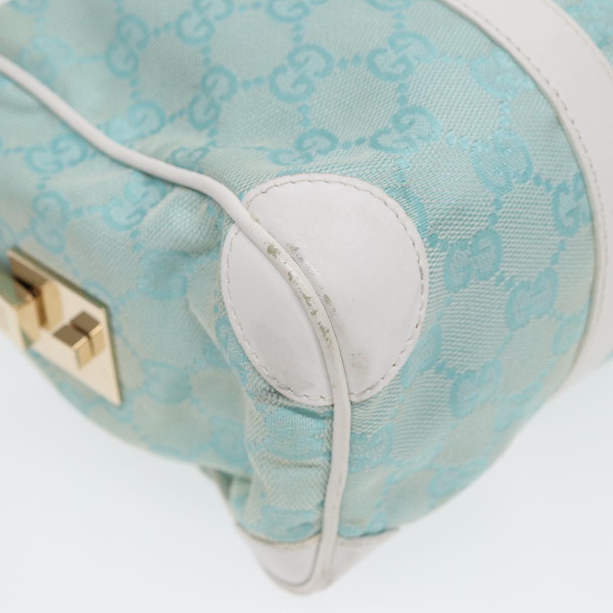 GUCCI GG Canvas Hand Bag Peppermint Gold 000 0851 85472