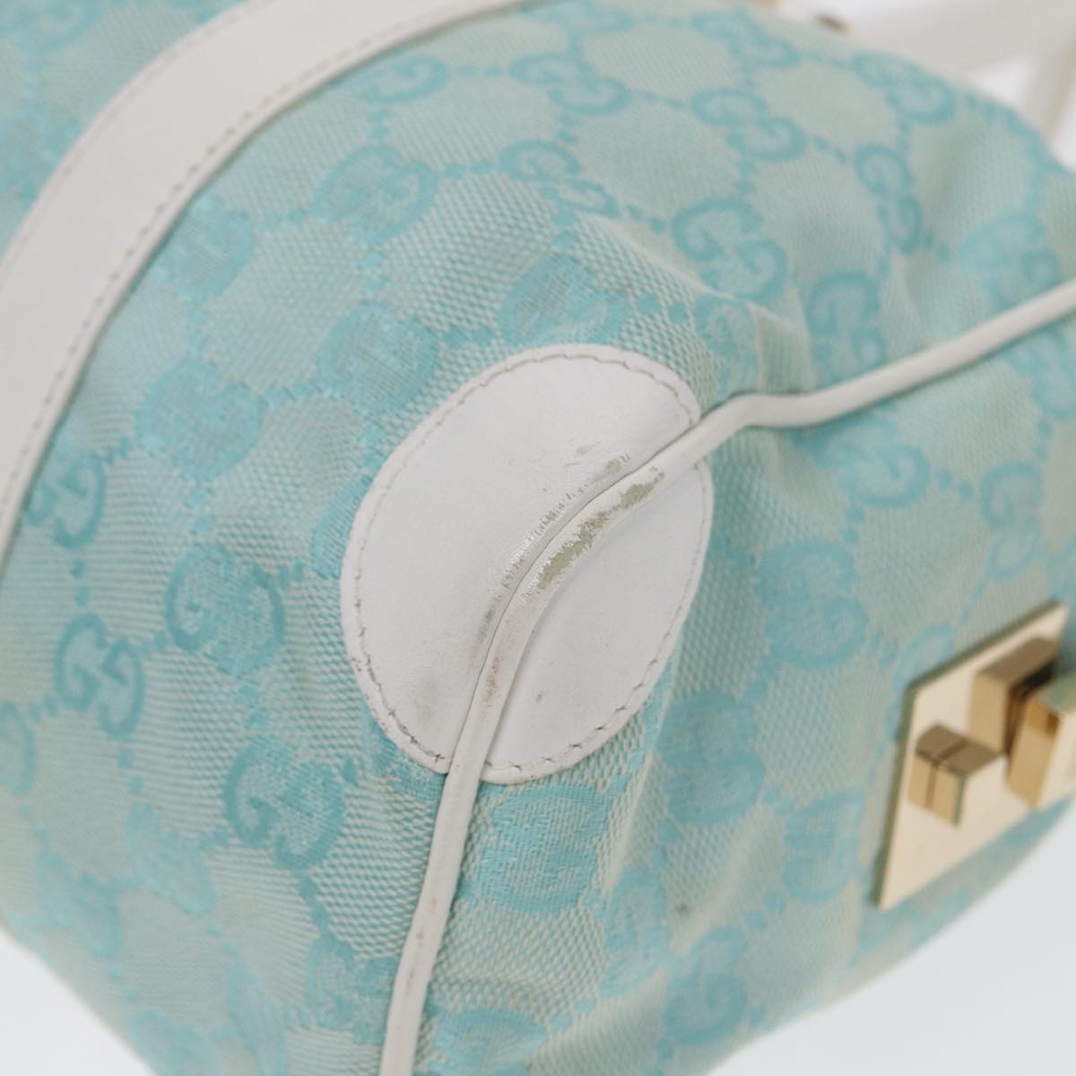 GUCCI GG Canvas Hand Bag Peppermint Gold 000 0851 85472