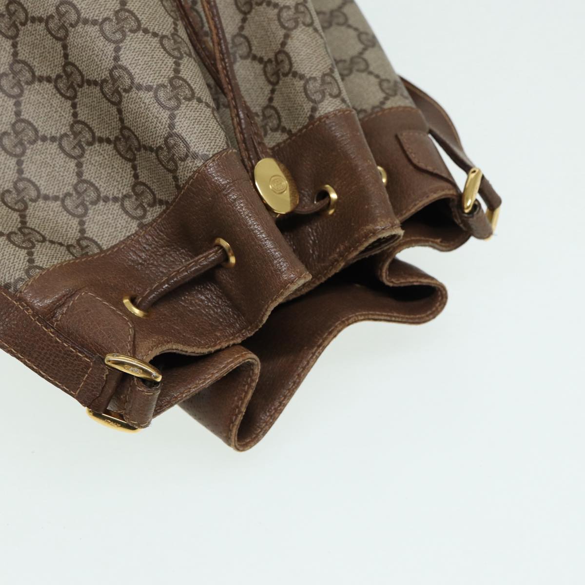 GUCCI GG Supreme Web Sherry Line Shoulder Bag PVC Beige Gold 85474
