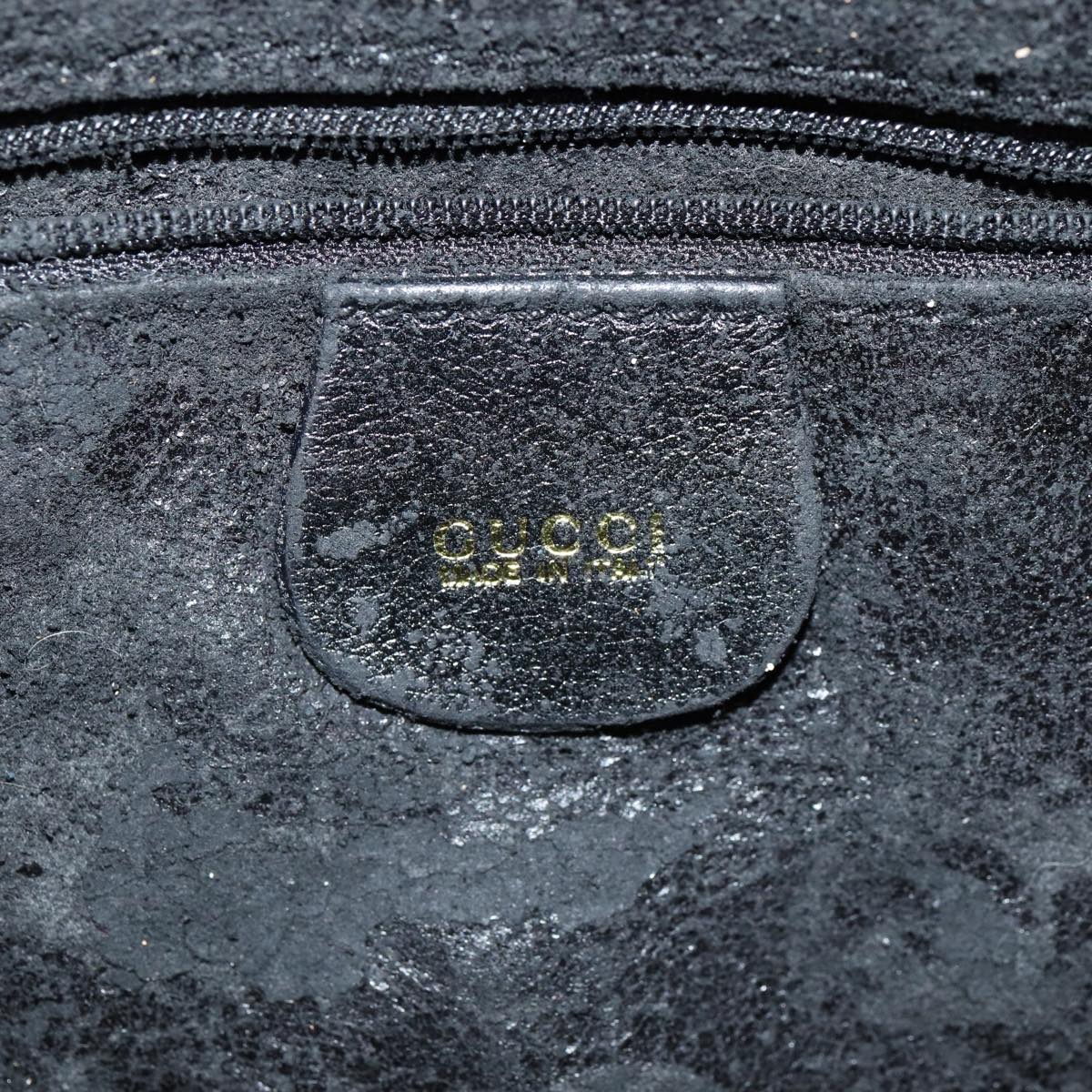 GUCCI Bamboo Hand Bag Leather 2way Black Gold 001 2113 1577 85476