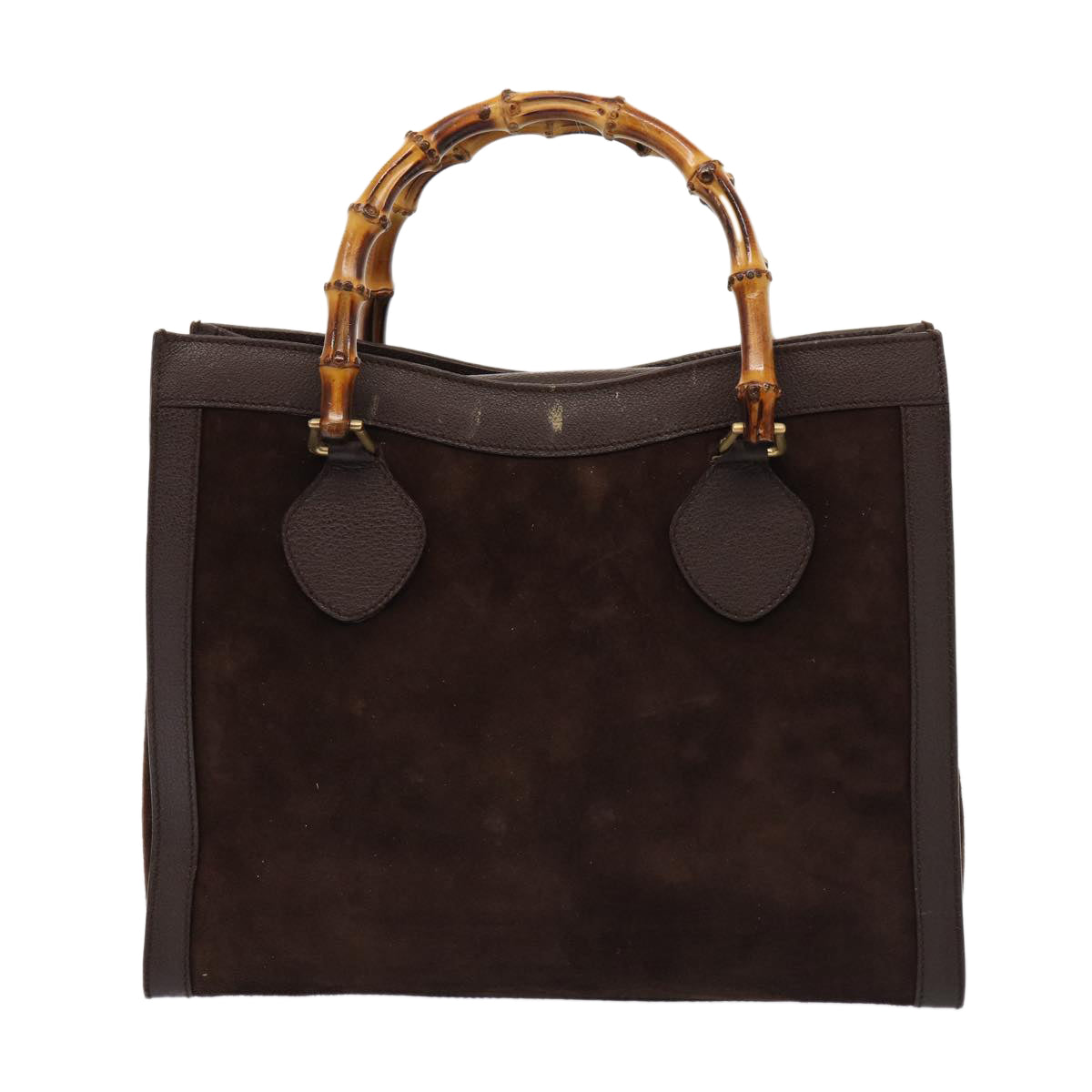 GUCCI Bamboo Hand Bag Suede Leather Brown Gold 002 1095 0260 85478