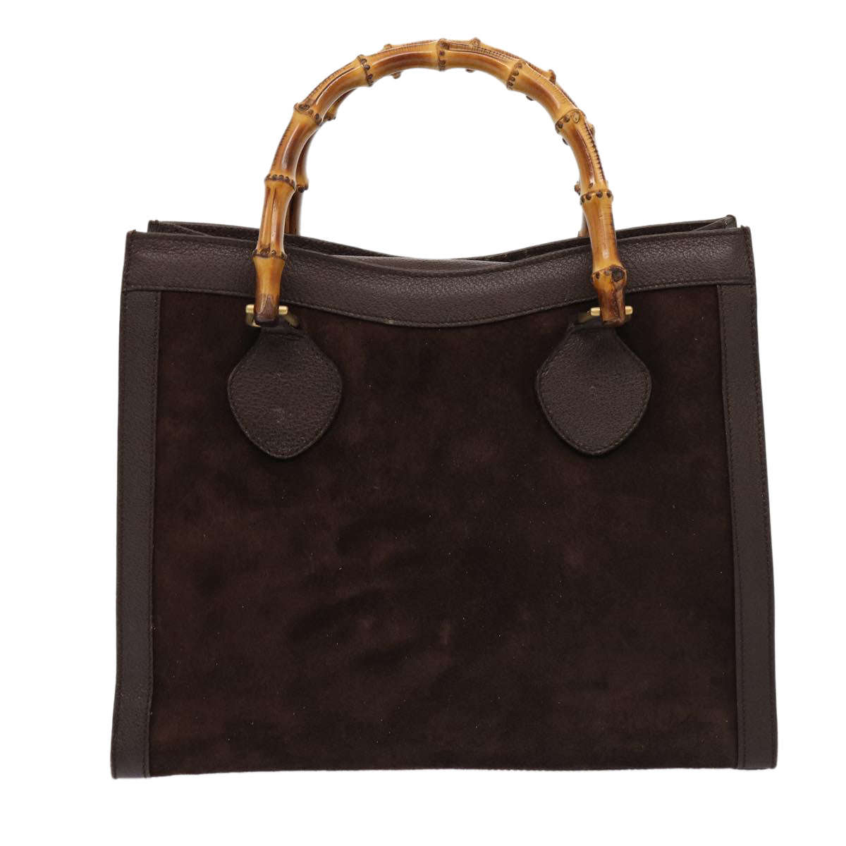GUCCI Bamboo Hand Bag Suede Leather Brown Gold 002 1095 0260 85478