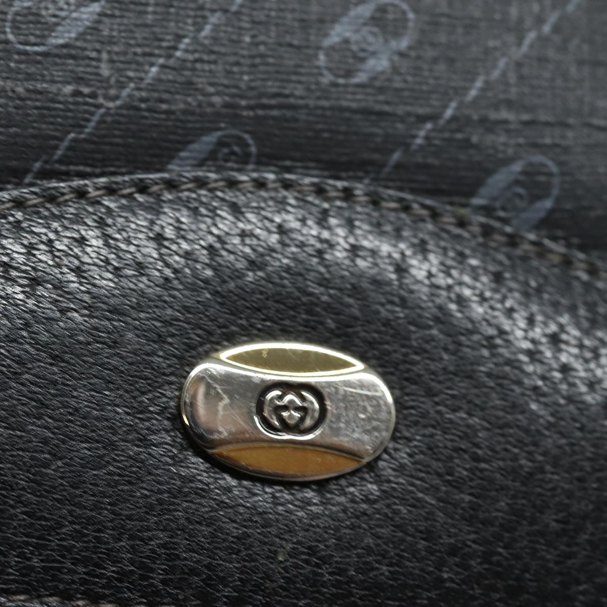 GUCCI Clutch Bag Leather Black Gold 85496
