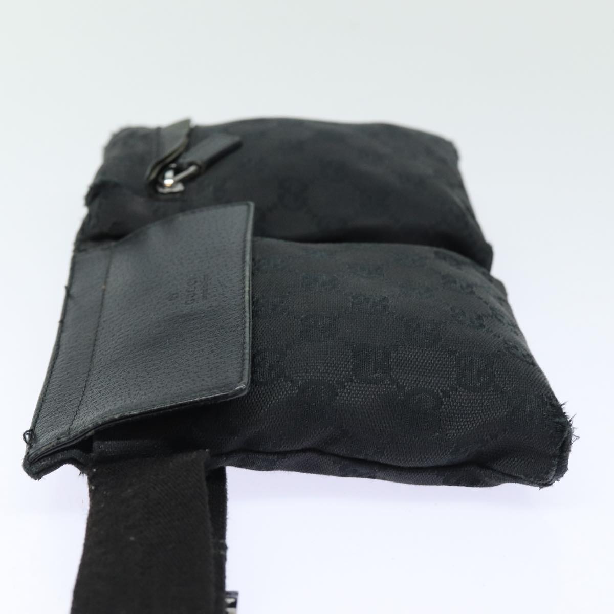 GUCCI GG Canvas Waist bag Black Silver 28566 85497