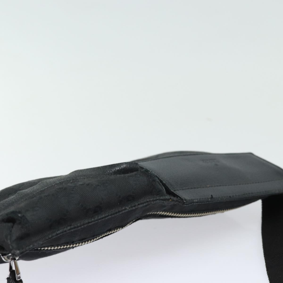 GUCCI GG Canvas Waist bag Black Silver 28566 85497