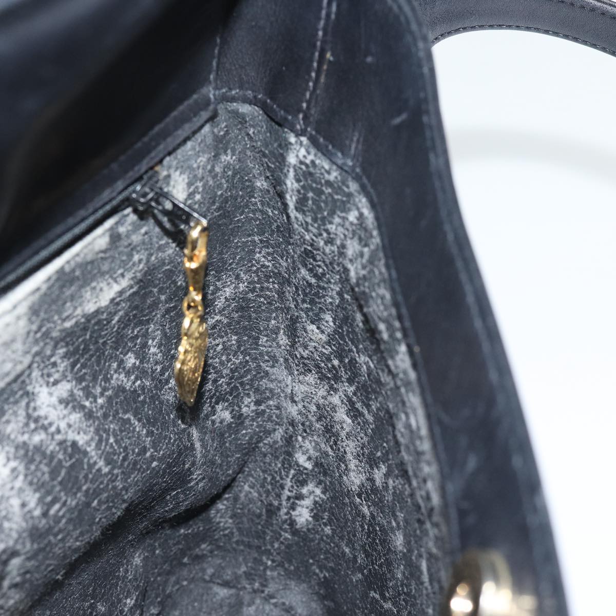 GUCCI Micro GG Supreme Web Sherry Line Shoulder Bag PVC Black Gold 85498